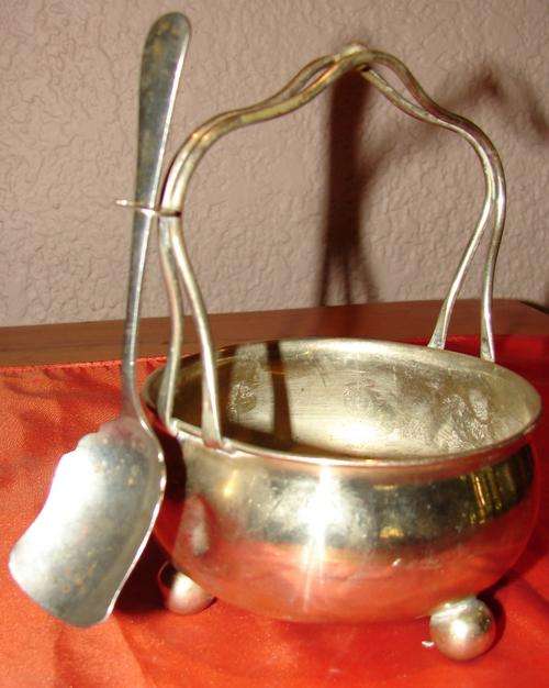 EPNS Jam Pot with Spoon-Stamped EPNS Made in England