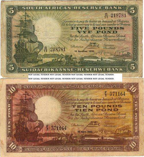 POSTMUS HIGH VALUE!! 5 POUND AND 10 POUND NOTES