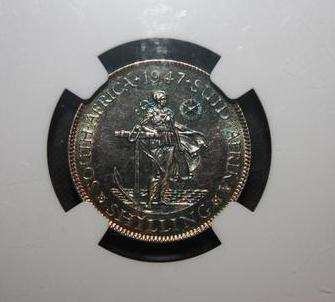 THE RARE 1947 SILVER UNION SOUTH AFRICA 1 SHILLING PF62