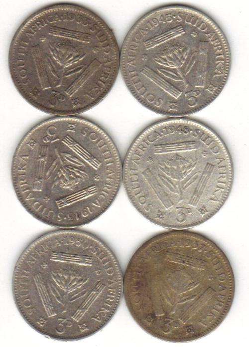 MIX LOT SOUTH AFRICA UNION SILVER TICKEYS  !!! SILVER BARGAIN!!