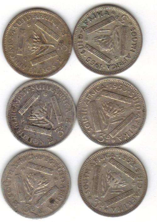 MIX LOT SOUTH AFRICA UNION SILVER TICKEYS  !!! SILVER BARGAIN!!