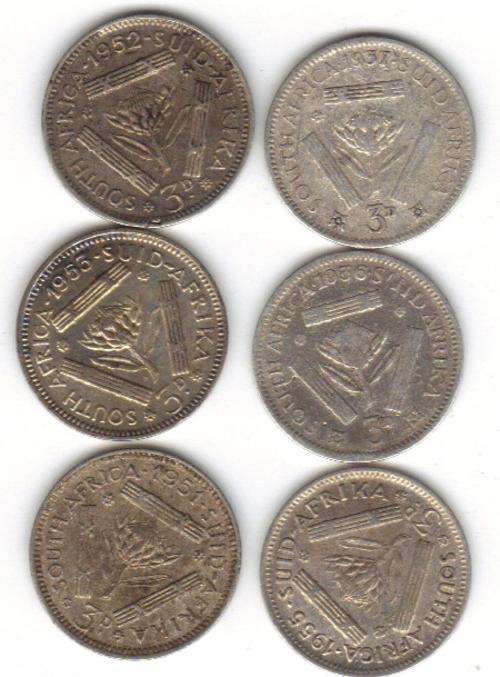 MIX LOT SOUTH AFRICA UNION SILVER TICKEYS  !!! SILVER BARGAIN!!