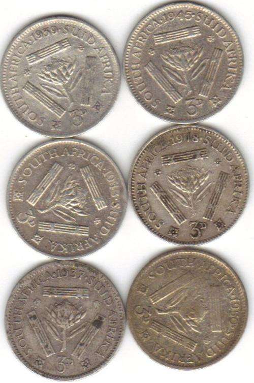 MIX LOT SOUTH AFRICA UNION SILVER TICKEYS  !!! SILVER BARGAIN!!