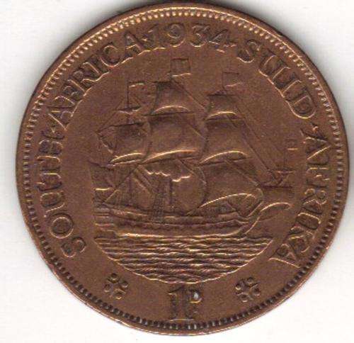 1934 SOUTH AFRICA UNION PENNY !!! LOOK !!!