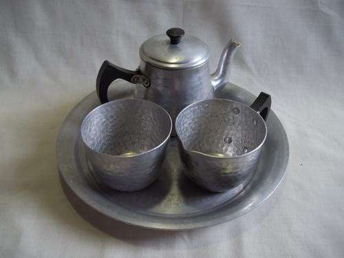 Very Different Teaset on a tray - Pressed Tin