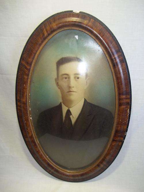 Very old photo with wooden frame and "dome" glass - H 580 mm x W 380 mm
