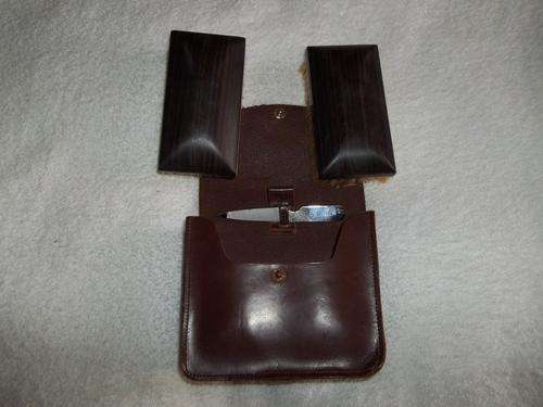 VERY OLD BRUSHES IN LEATHERPOUCH (TRAVEL KIT)