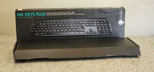 LOGITECH MX KEYS PLUS ADVANCED WIRELESS ILLUMINATED KEYBOARD-open box-new