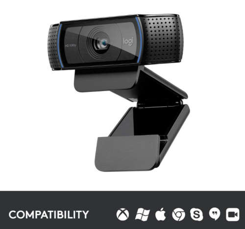 Logitech C920 Full HD Pro Webcam, Clear Stereo Audio, HD Light Correction