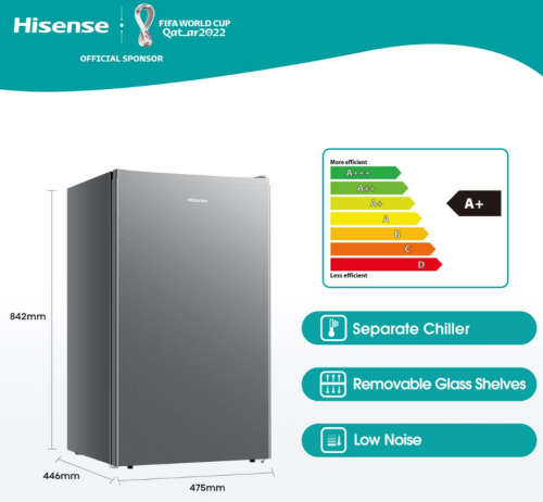 Hisense 92L Bar Fridge - Titanium Silver