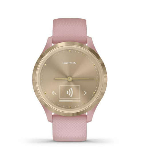 Garmin Vivomove 3S Smartwatch (39mm) - Light Gold Bezel with Dust Rose Case and Silicone Band