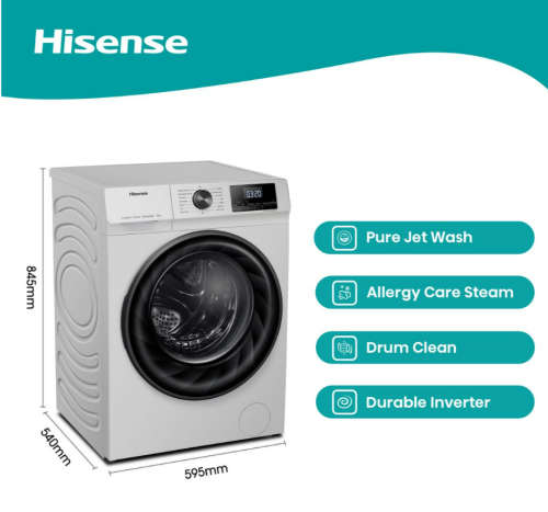Hisense 7Kg Front Loader Washing Machine with Inverter - Silver