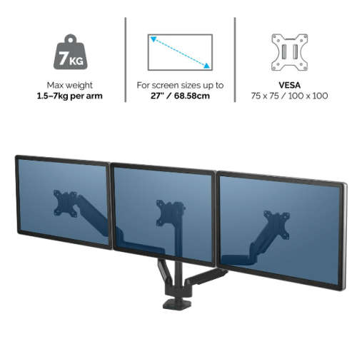 Fellowes Platinum Triple Monitor Arm