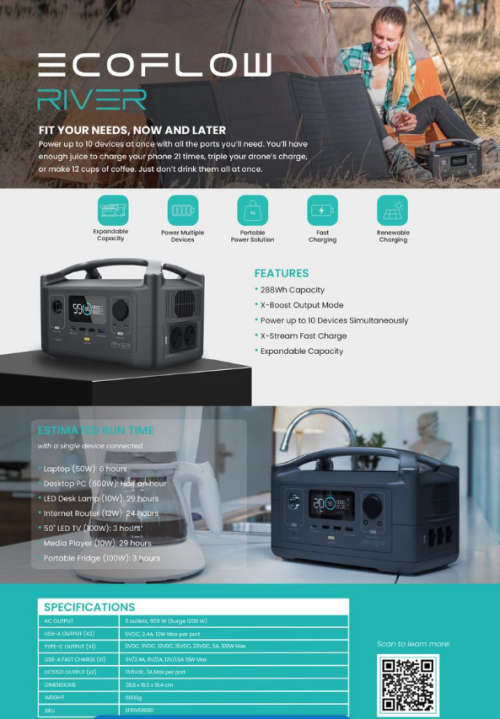 EcoFlow RIVER 288Wh Portable Power Station - EU/UK/AM