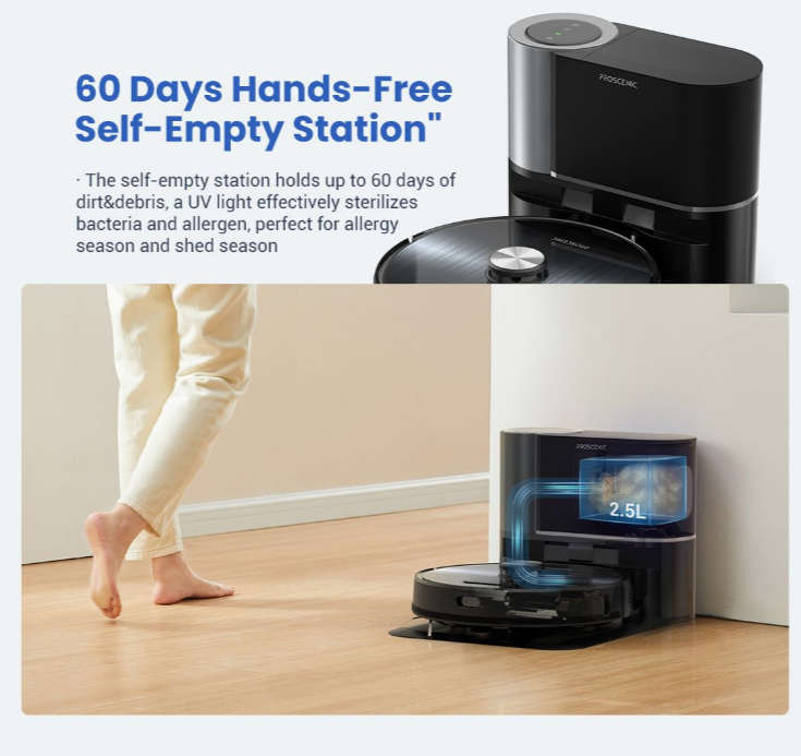 Proscenic M9 Self-Emptying Robotic Vacuum with Rotating Mops 2024 Model