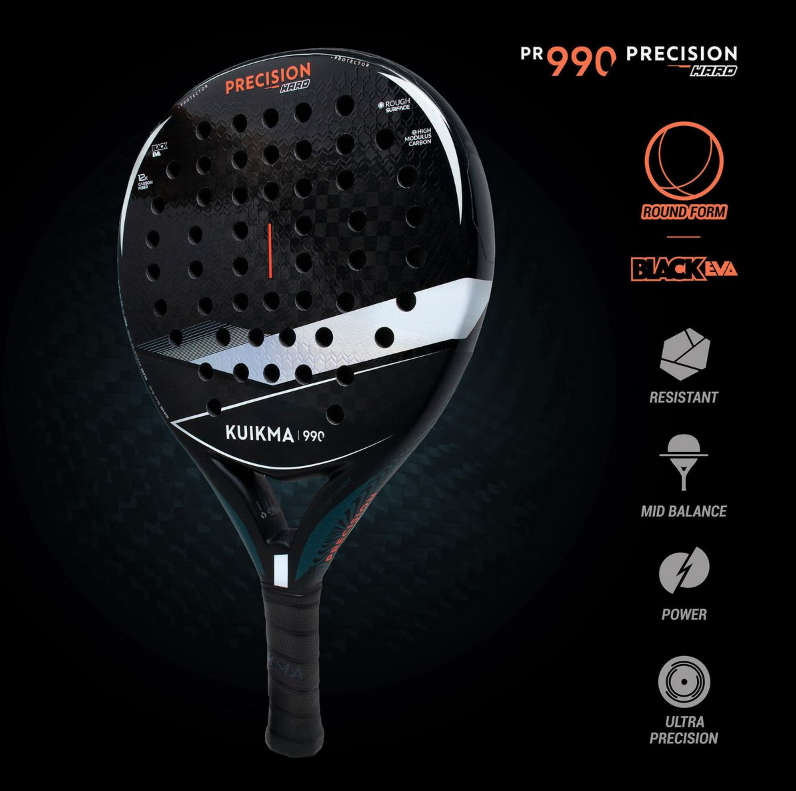 Decathlon Kuikma Padel Racket PR 990 Precision Hard White
