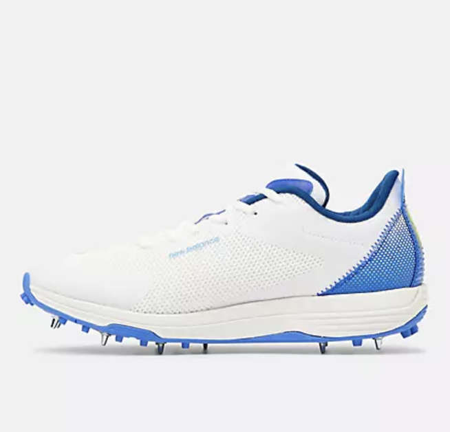 New Balance Men's CK10V5 Cricket Shoes - White/Cyber Jade/Dark Mercury - Size U.K 8.5