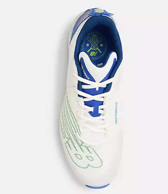 New Balance Men's CK10V5 Cricket Shoes - White/Cyber Jade/Dark Mercury - Size U.K 8.5