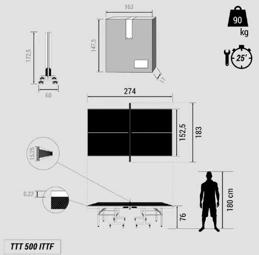 Pongori ITTF Approved Club Table Tennis table TTT 500
