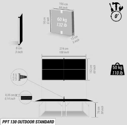Pongori Outdoor table tennis table ppt 130 - blue