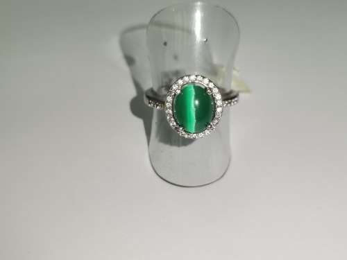 Sterling Silver, Green Tiger-eye Ring