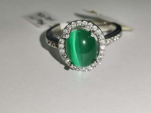 Sterling Silver, Green Tiger-eye Ring