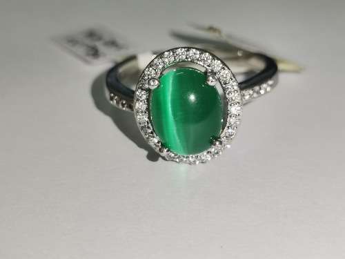 Sterling Silver, Green Tiger-eye Ring