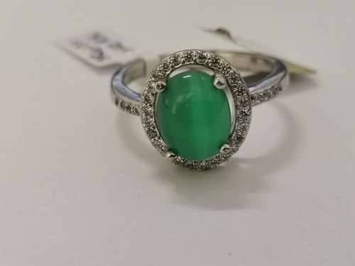 Sterling Silver, Green Tiger-eye Ring
