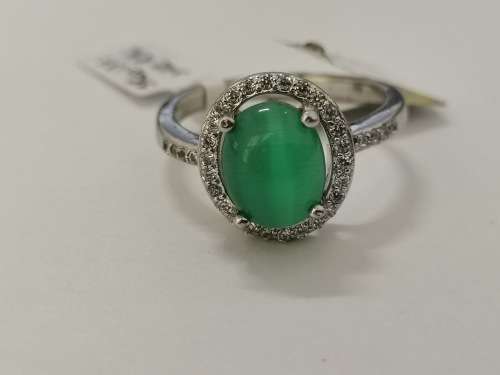 Sterling Silver, Green Tiger-eye Ring