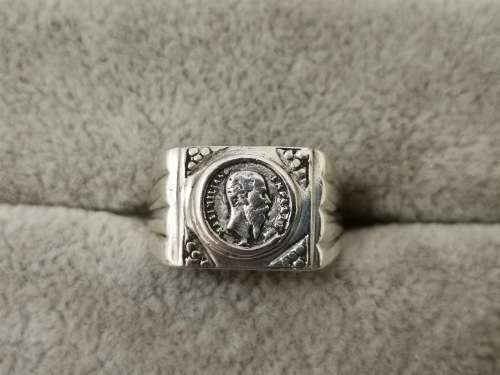 Bulky Sterling Silver PESOS Ring