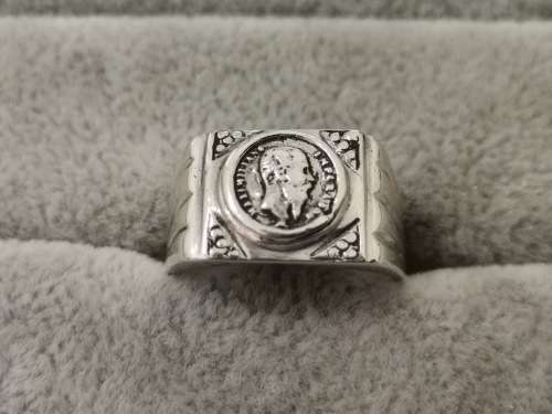 Bulky Sterling Silver PESOS Ring