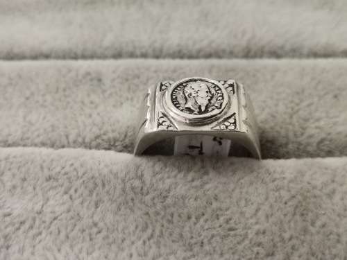 Bulky Sterling Silver PESOS Ring