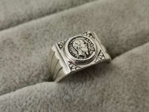 Bulky Sterling Silver PESOS Ring