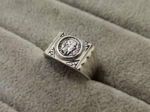Bulky Sterling Silver PESOS Ring