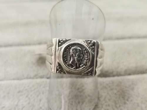 Bulky Sterling Silver PESOS Ring