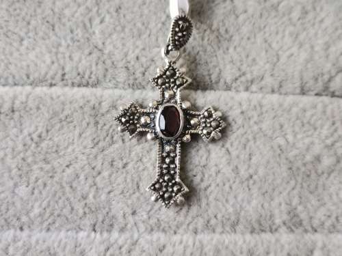 Silver Marcasite Cross Pendant