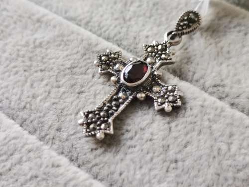 Silver Marcasite Cross Pendant