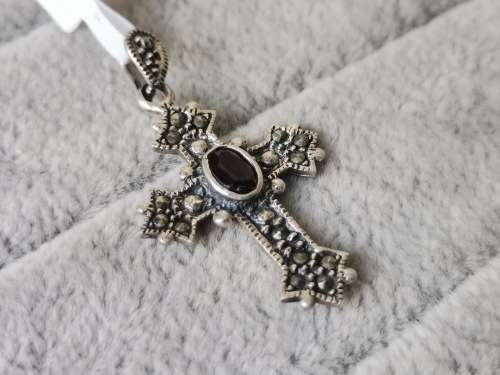 Silver Marcasite Cross Pendant