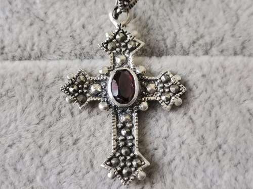 Silver Marcasite Cross Pendant