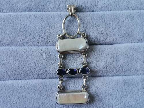 Discount!! Unique Silver Pearl and Amethyst Pendant