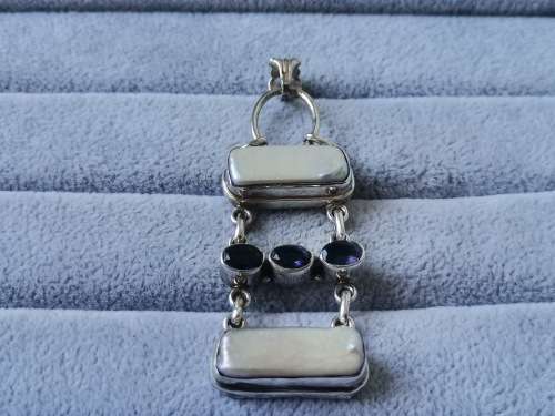 Discount!! Unique Silver Pearl and Amethyst Pendant