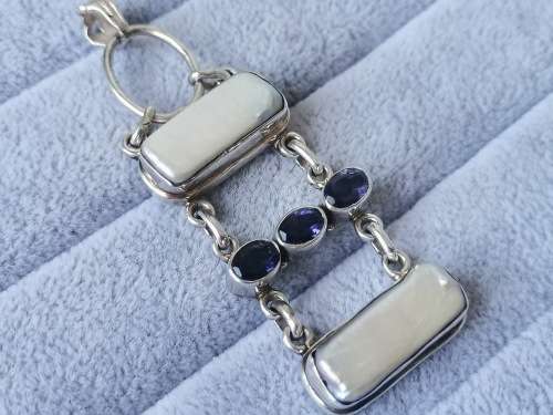Discount!! Unique Silver Pearl and Amethyst Pendant