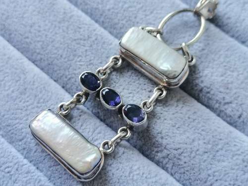 Discount!! Unique Silver Pearl and Amethyst Pendant