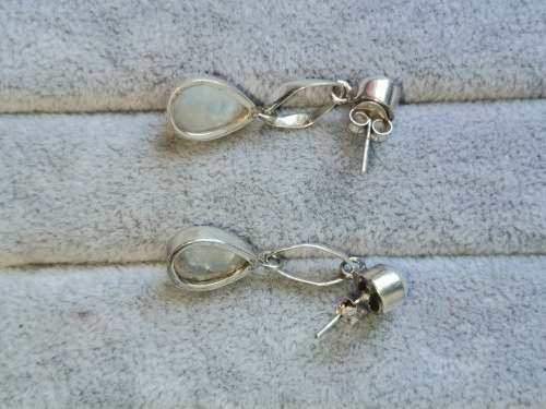 Silver Pearl and Moonstone Earrings