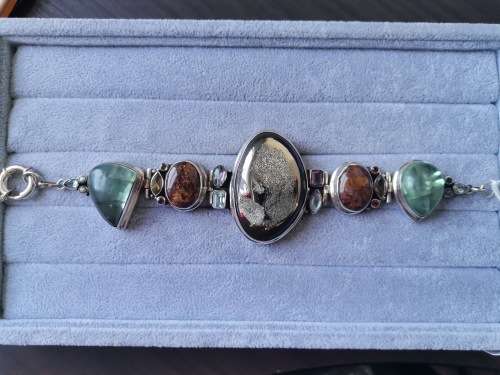 Discount!!! Silver Bracelet with Multiple Gemstones