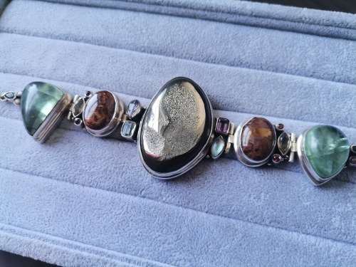 Discount!!! Silver Bracelet with Multiple Gemstones