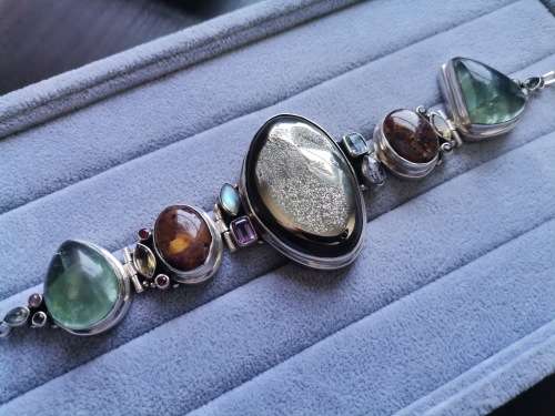 Discount!!! Silver Bracelet with Multiple Gemstones