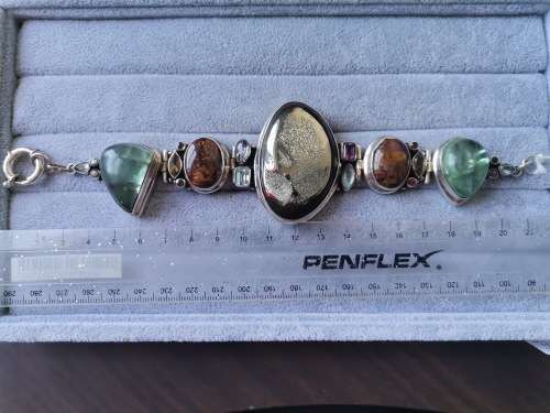 Discount!!! Silver Bracelet with Multiple Gemstones