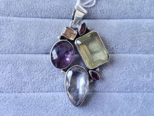 Discount!! Silver Multi-Gemstone Pendant