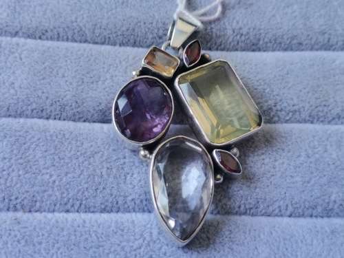Discount!! Silver Multi-Gemstone Pendant